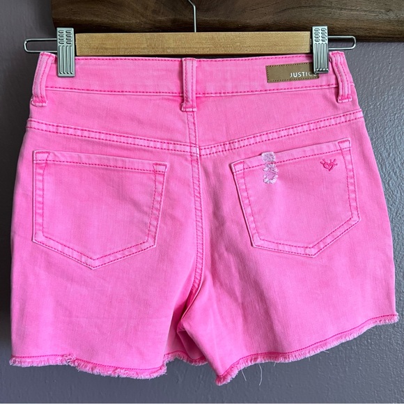 Girls Hot Pink Jean Cut Off Shorts - Picture 2 of 5